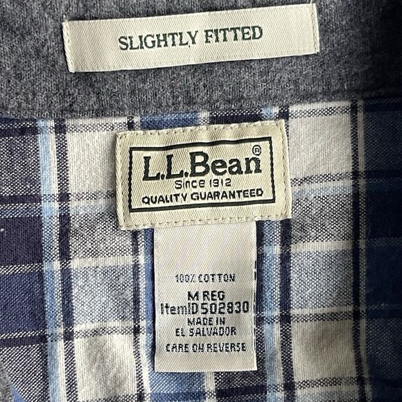 LL Bean Flannel Shirt Mens Medium Plaid Slightly Fitted Cotton Outdoor Button Up - Picture 3 of 8